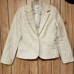 H&M White Ivory Jacquard Blazer
